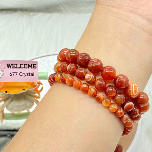 Red Stripe Agate Bracelet